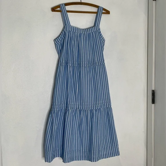 Pact The Sunset Easy Blue Stripe Organic Cotton Cami Dress. Size Medium. - Picture 2 of 12